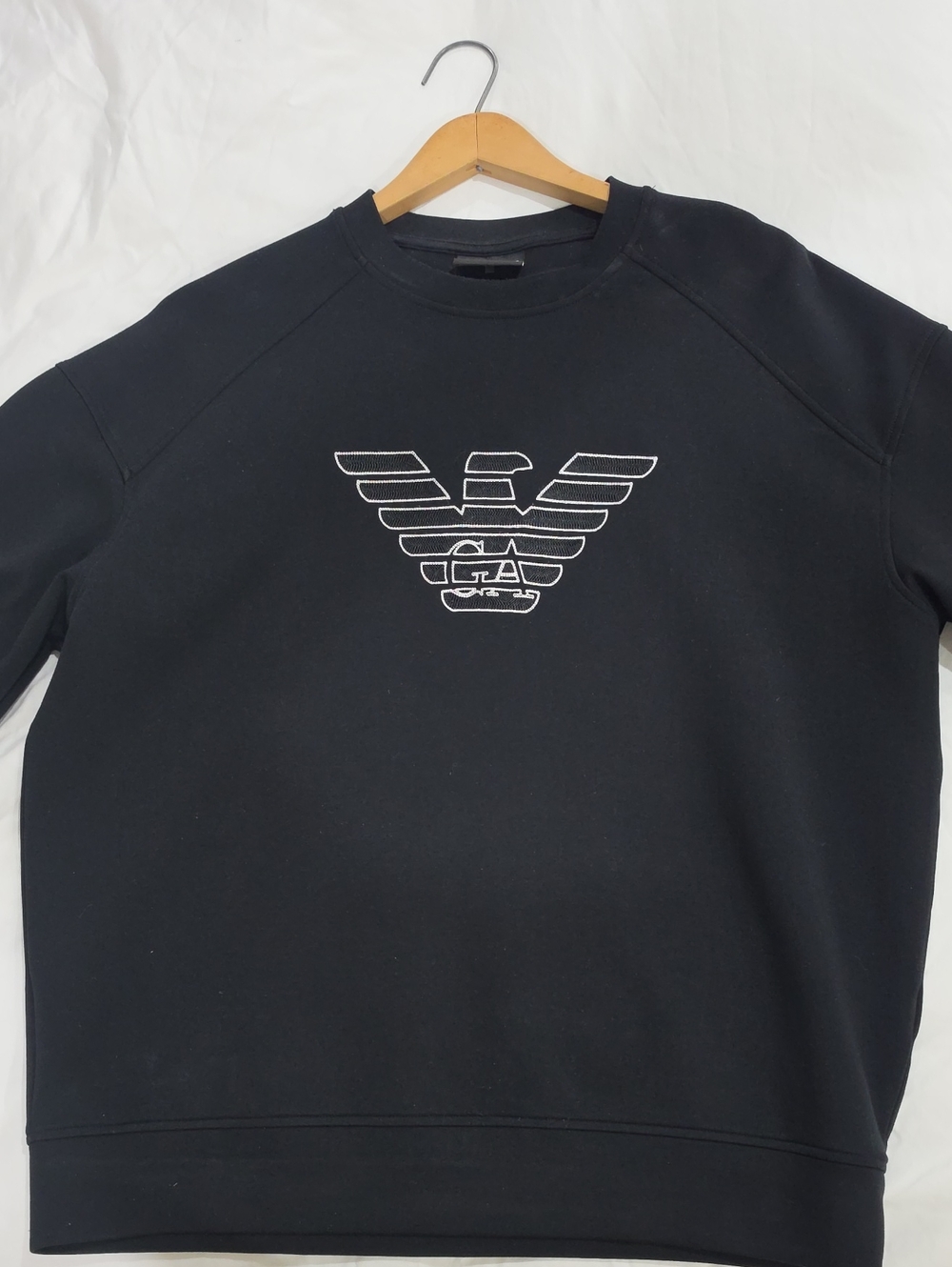 Emporio Armani Black Crewneck Sweatshirt with White Eagle Logo
